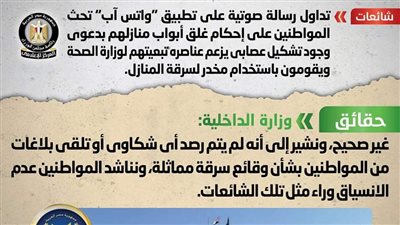 الحكومة تكشف حقيقة وجود تشكيل عصابي يزعم عناصره تبعيتهم لوزارة الصحة ويقومون باستخدام مخدر لسرقة المنازل 