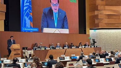 وزير الصحة يلقي كلمة دول إقليم شرق المتوسط أمام الجمعية العامة لمنظمة الصحة العالمية