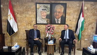 مراسم استقبال رئيس اتحاد اذاعات وتلفزيونات دول منظمة التعاون الإسلامي والوفد المرافق له بفلسطين