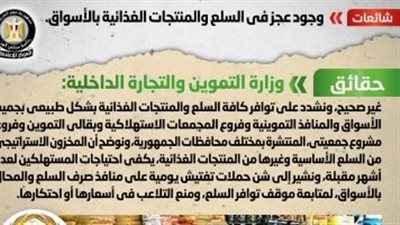 الحكومة تنفي وجود عجز في السلع والمنتجات الغذائية بالأسواق