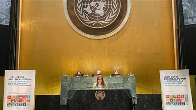 وزيرة التخطيط تلقي البيان المصري خلال افتتاح الشق الوزاري بالامم المتحدة