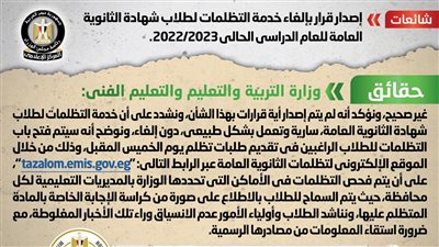 حقيقة إصدار قرار بإلغاء خدمة التظلمات لطلاب شهادة الثانوية العامة 