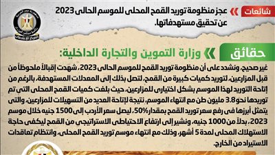 الحكومة تكشف حقيقة عجز منظومة توريد القمح المحلي 