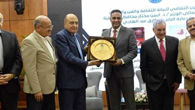 محافظ الدقهلية وزاهي حواس و اسامة سرايا في افتتاح الصالون الثقافى لأمانة حزب مستقبل وطن 