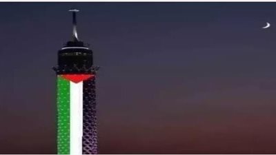 حقيقة إضاءة برج القاهرة بعلم فلسطين