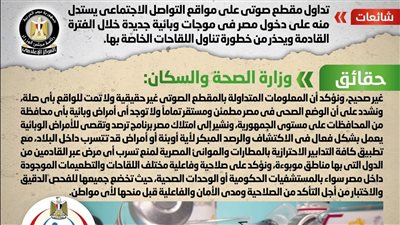 الحكومة تكشف حقيقة تداول مقطع صوتي يستدل منه على دخول مصر في موجات وبائية جديدة 