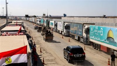 تجهيز نحو 70 شاحنة مساعدات أمام معبر رفح لإدخالها إلى قطاع غزة