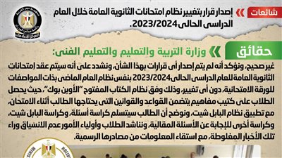 الحكومة تكشف حقيقة إصدار قرار بتغيير نظام امتحانات الثانوية العامة