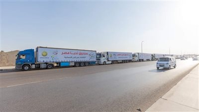 قافلة صندوق تحيا مصر تنطلق لدعم الأشقاء الفلسطينيين في غزة