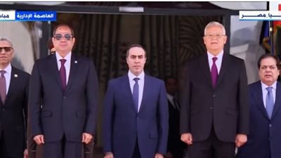 رئيس الوزراء وشخصيات عامة يستقبلون الرئيس السيسى لدى وصوله مجلس النواب