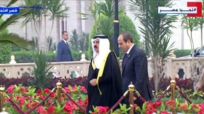 مراسم استقبال رسمية لعاهل البحرين الملك حمد بن عيسى فى قصر الاتحادية