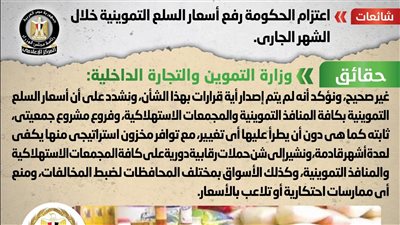 حقيقة رفع أسعار السلع التموينية خلال الشهر الجاري