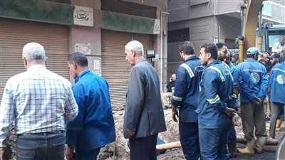 إصلاح خط طرد محطة الصرف الصحى الرئيسية بمدينة المنصورة