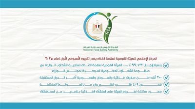 المركز الإعلامي للهيئة القومية لسلامة الغذاء يصدر تقريره الأسبوعي الأول لعام 2025