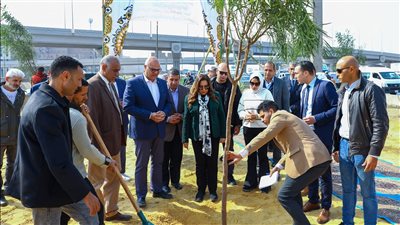 وزيرة التنمية المحلية ومحافظ القليوبية يدشنان مشروع زراعة و تشجير المحاور المرورية والطريق الدائري بنطاق القليوبية