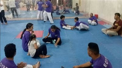 تدريب ذوي الهمم على رياضة الكاراتيه بشباب المثلث بالسويس