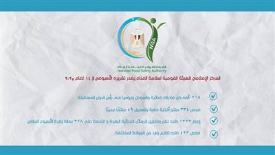 المركز الإعلامي لسلامة الغذاء يُصدر تقريره الأسبوعي 