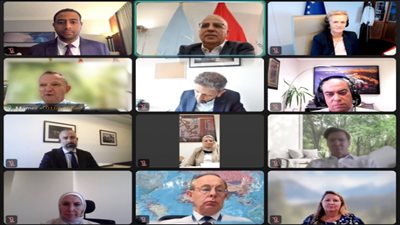 سويلم يعقد اجتماعاً مع مدير عام شئون البيئة بالمفوضية الأوروبية وسفيرة الاتحاد الأوروبي فى مصر