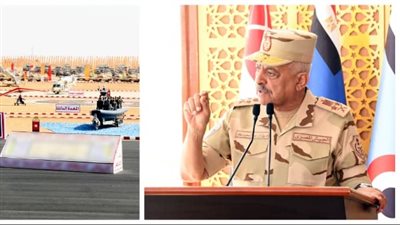 الفريق أول عبد المجيد صقر القائد العام للقوات المسلحة وزير الدفاع والإنتاج الحربى يشهد إجراءات تفتيش الحرب لأحد تشكيلات المنطقة المركزية العسكرية