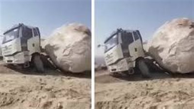 صخرة ضخمة تهوي على شاحنة في جبال مكة ونجاة سائقها بمعجزة