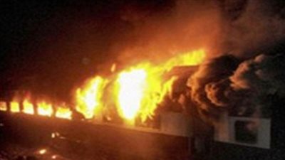 حريق بأحد القطارات في المنوفية